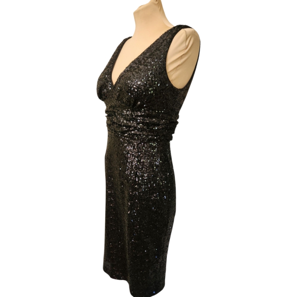 ELIZA J. Black Sequined Sheath Cocktail Dress - Size 8 - Picture 7 of 14